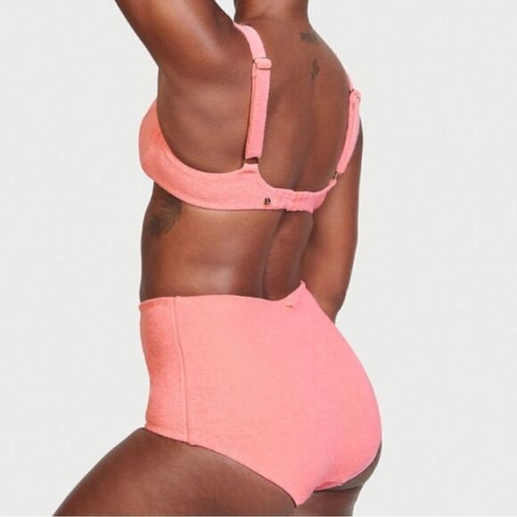 Victoria’s Secret Terry Bikini, NWT, 36DD Push Up Top, High Waisted M Botttoms - Picture 2 of 11